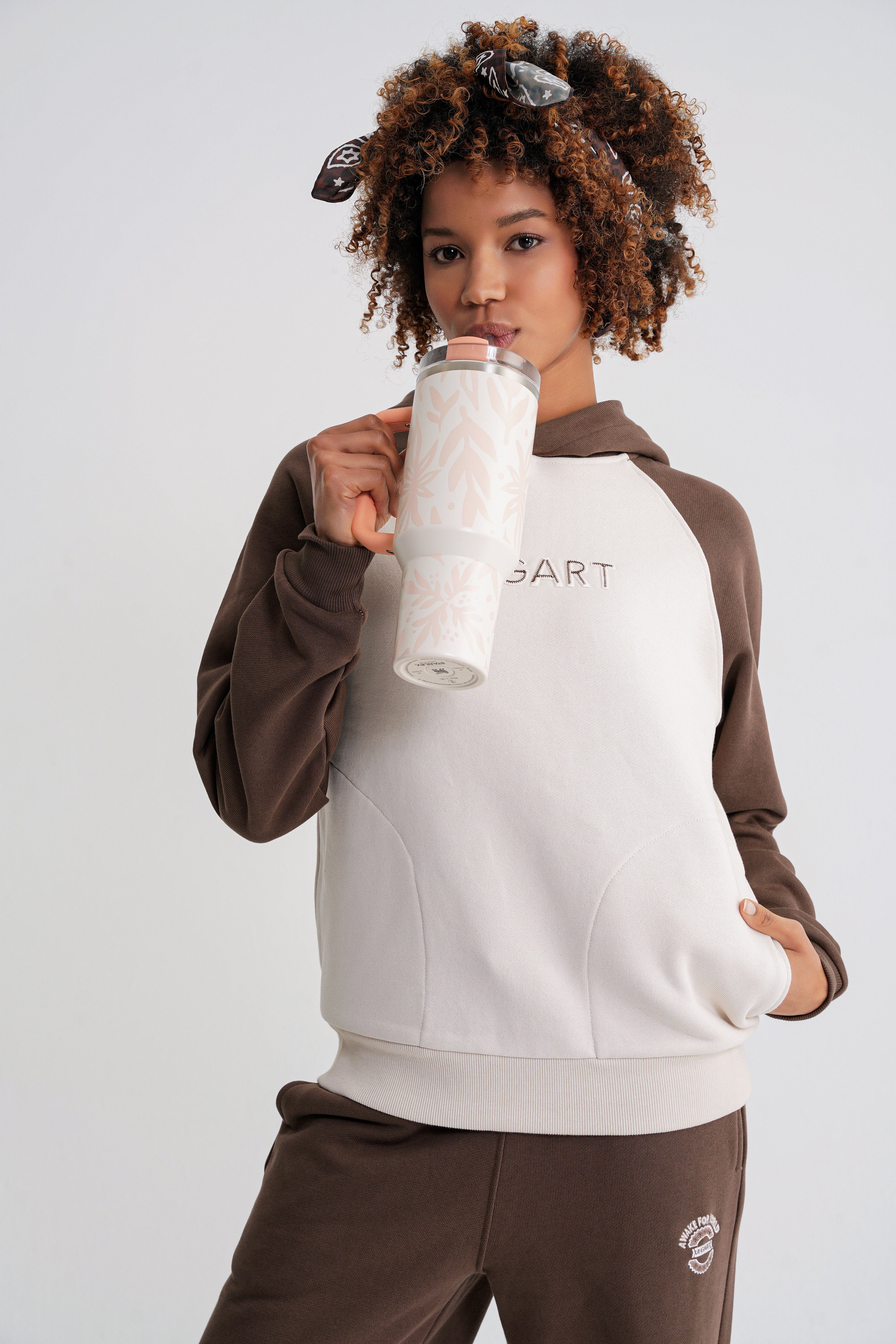 Andrew Oversize Reglan   Hooddie Brown -Antik White