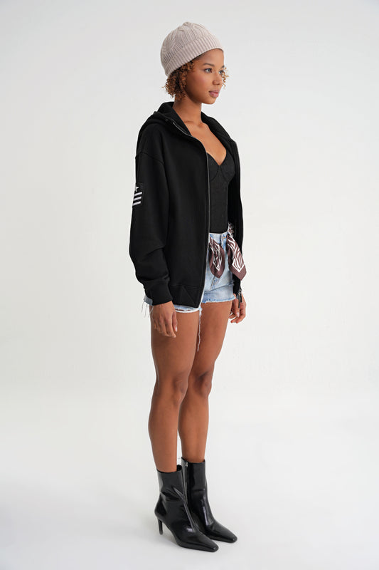 Togg Oversize Zip Hoddie Black