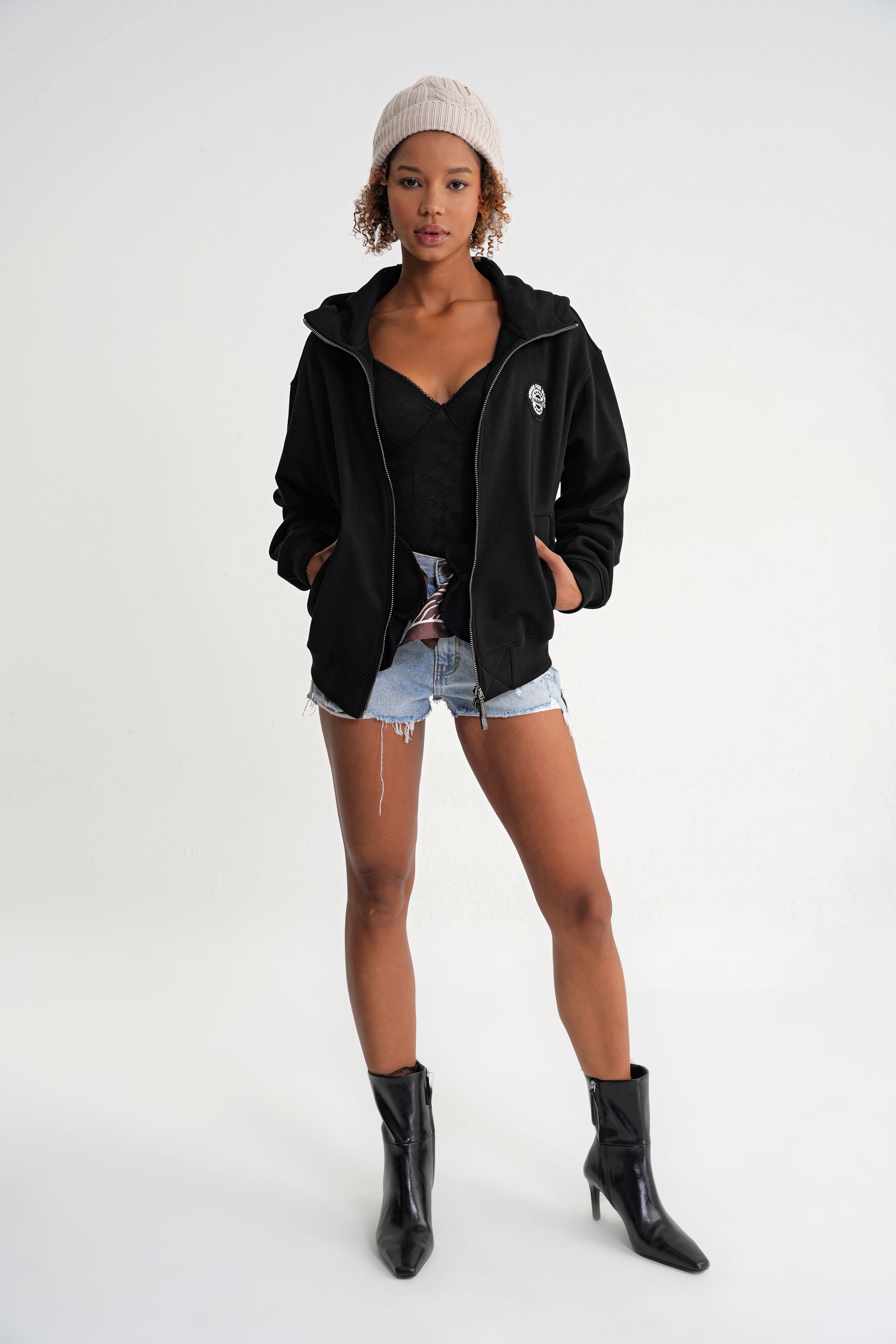 Togg Oversize Zip Hoddie Black