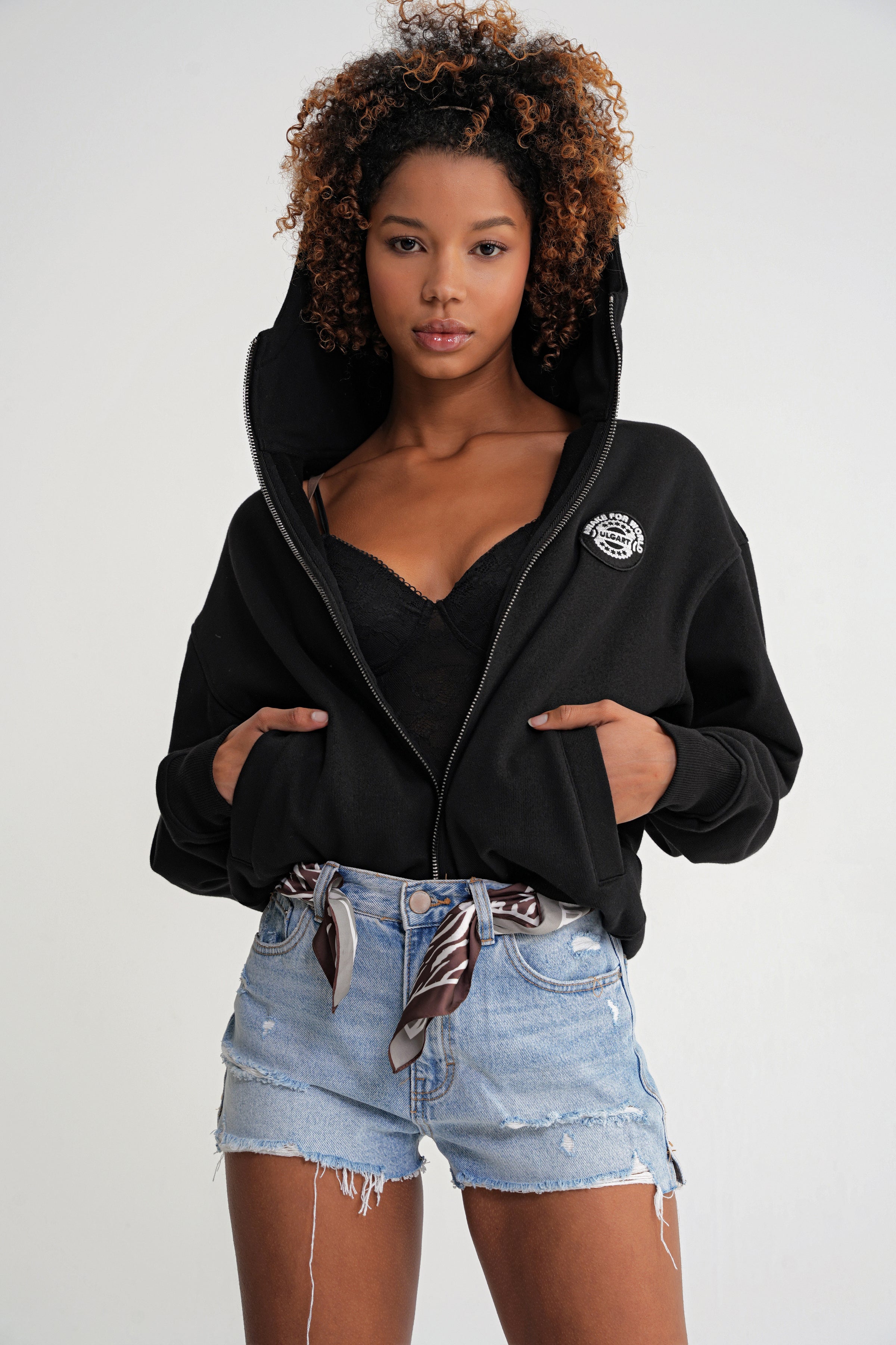 Togg Oversize Zip Hoddie Black