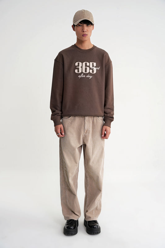 Nataly   Oversize Stickerei  Sweat   Brown