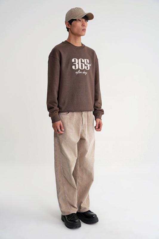Nataly   Oversize Stickerei  Sweat   Brown
