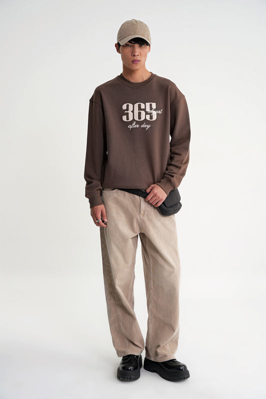 Nataly   Oversize Stickerei  Sweat   Brown