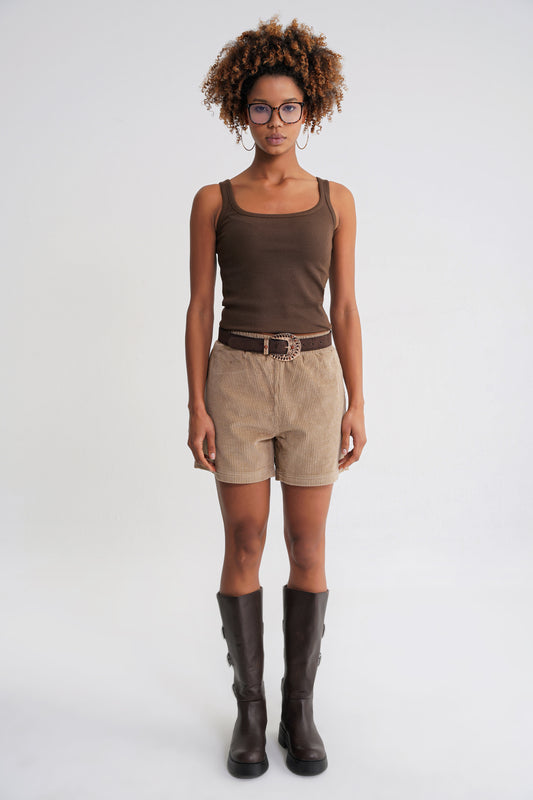 Ella Rib  Tanktop Brown