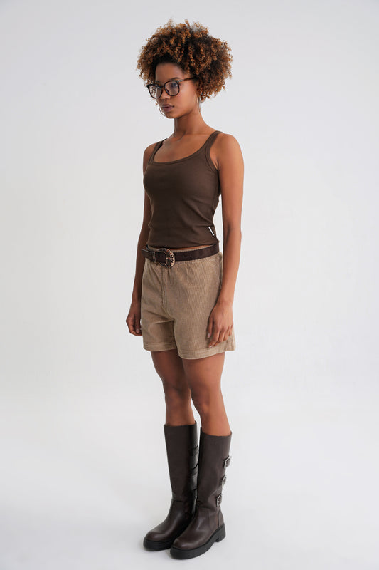 Ella Rib  Tanktop Brown