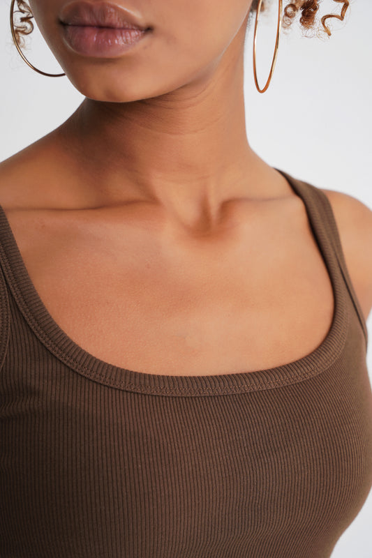 Ella Rib  Tanktop Brown