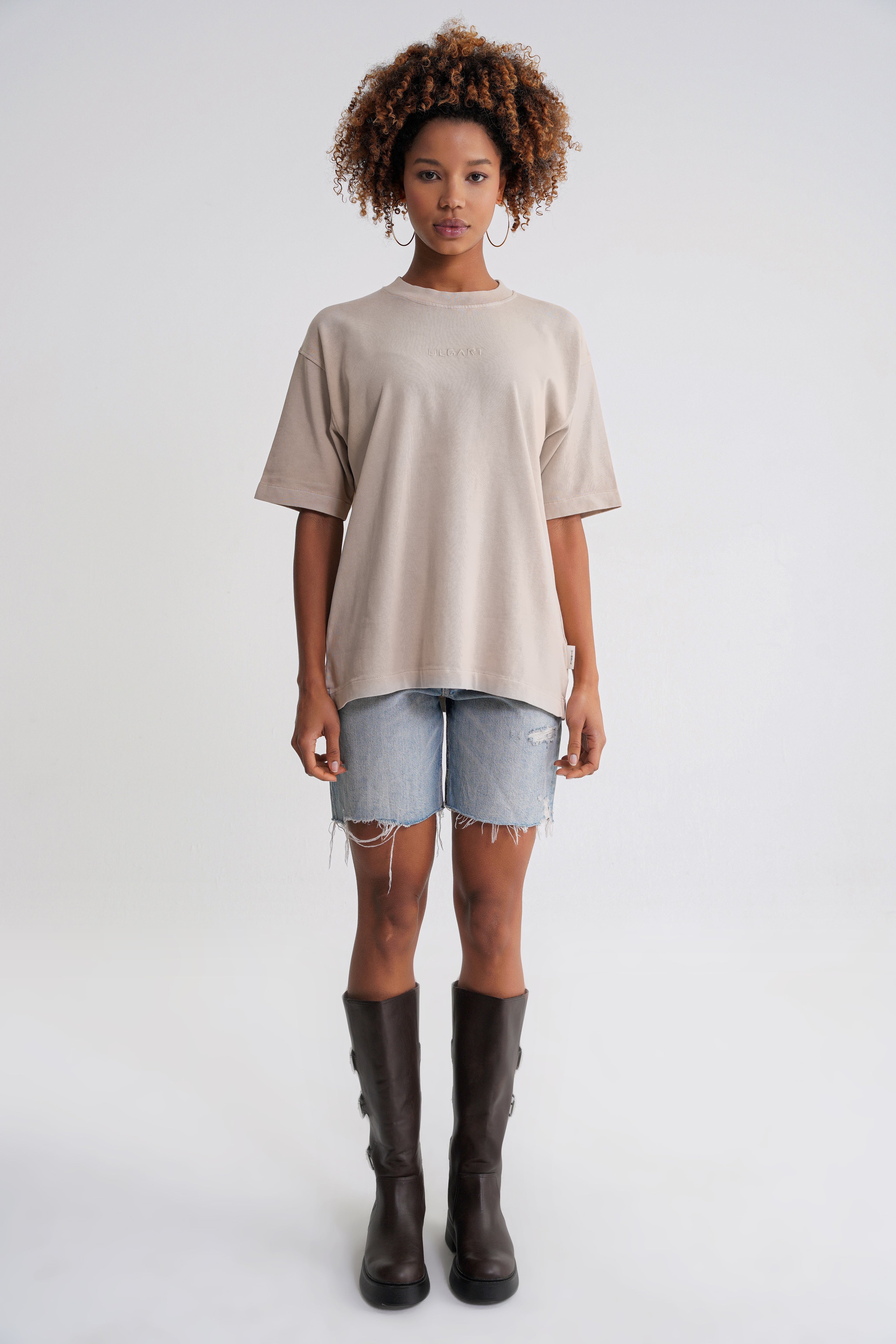 Acid Wash  Unisex T-shirt Beige