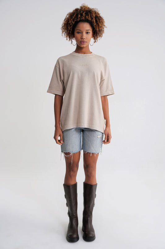 Acid Wash  Unisex T-shirt Beige