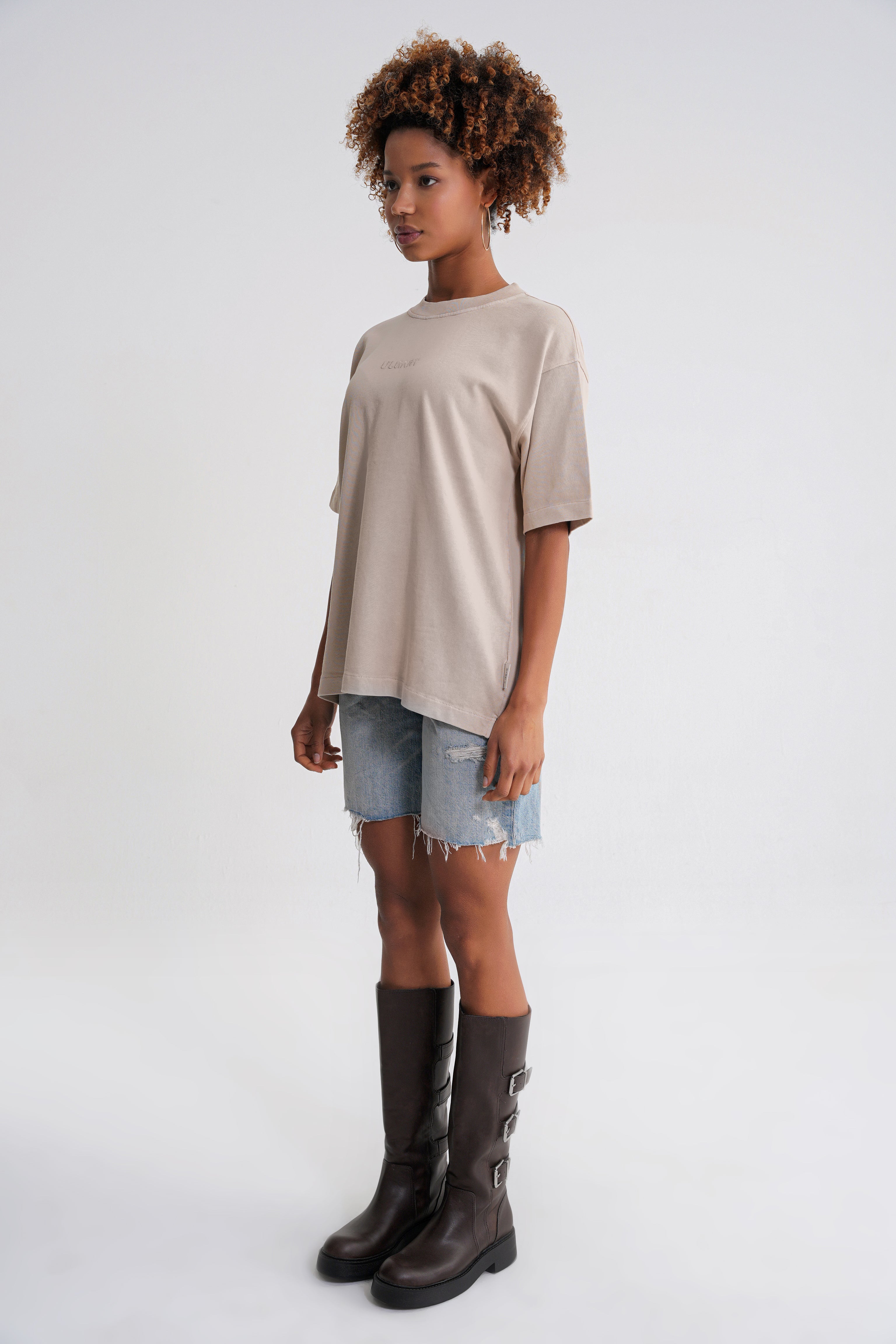 Acid Wash  Unisex T-shirt Beige