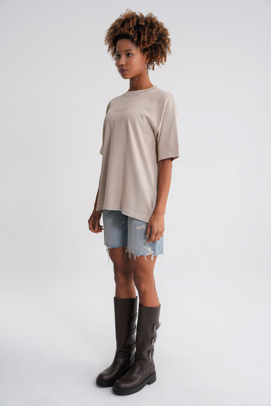 Acid Wash  Unisex T-shirt Beige