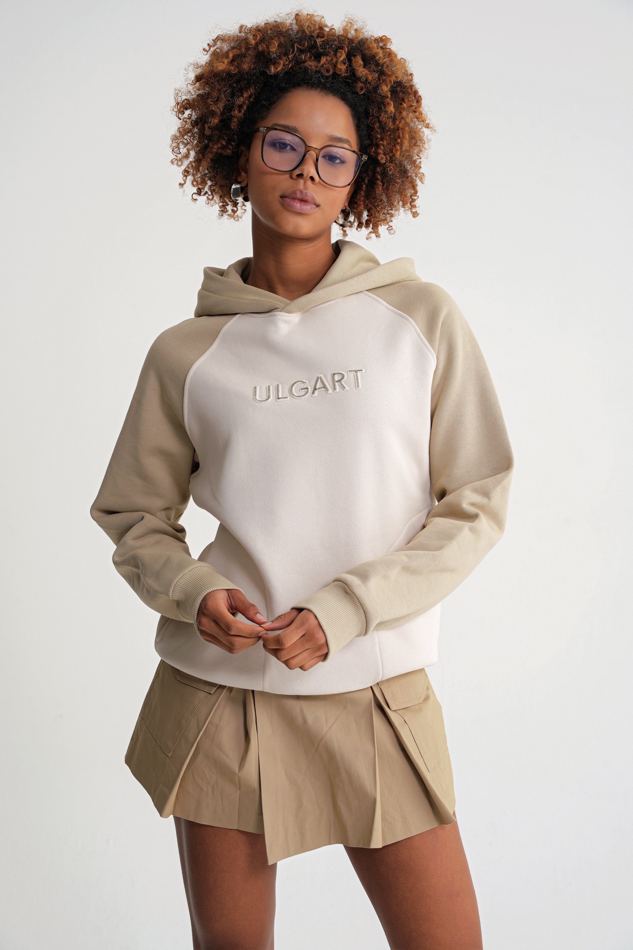 Andrew Oversize Reglan Hooddie Sprey Green -Antik White