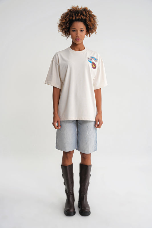 Vicky  Oversize  T-shirt Antik White