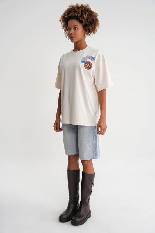 Vicky  Oversize  T-shirt Antik White