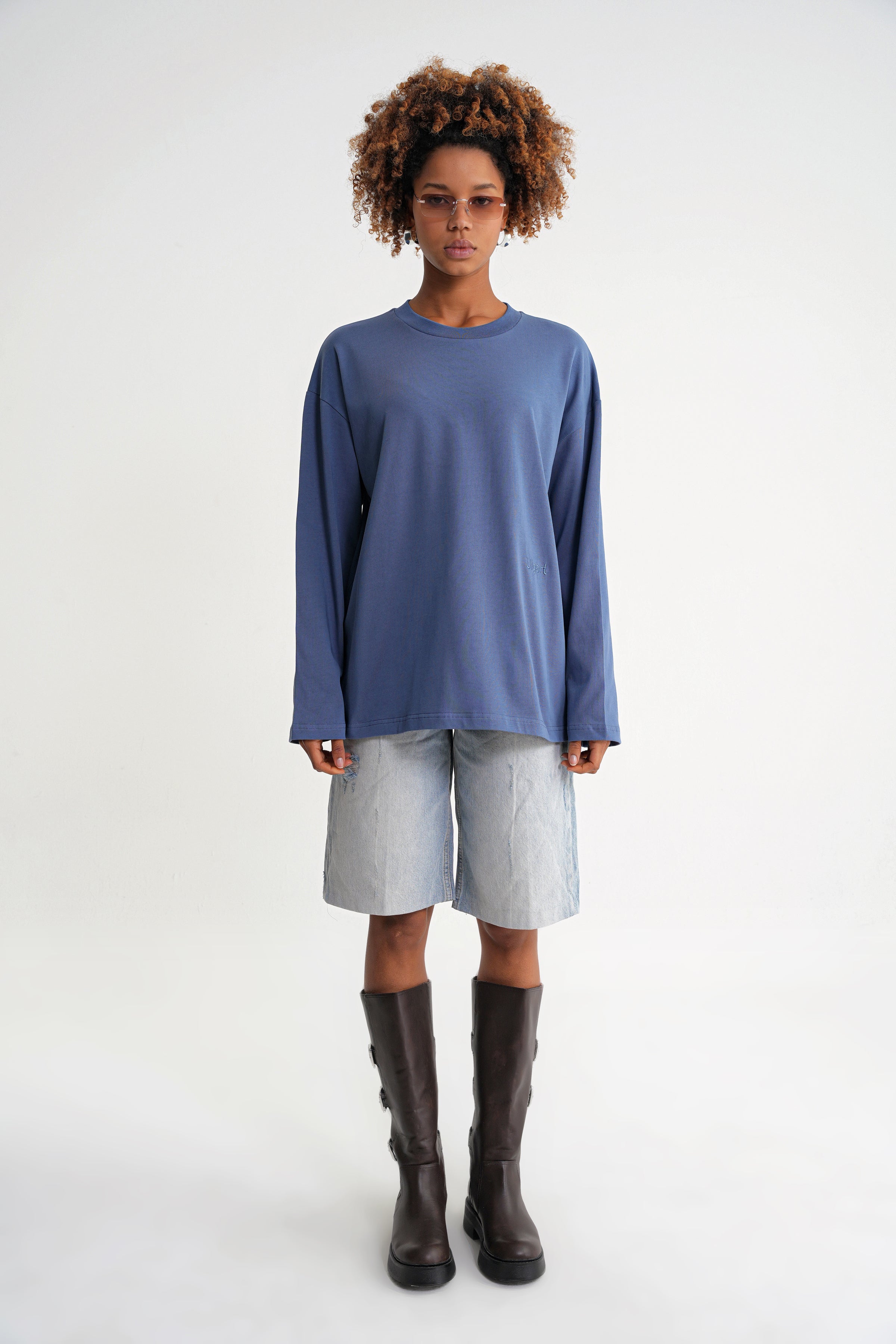 Teo Long Sleeve Oversize T-shirt Indigo