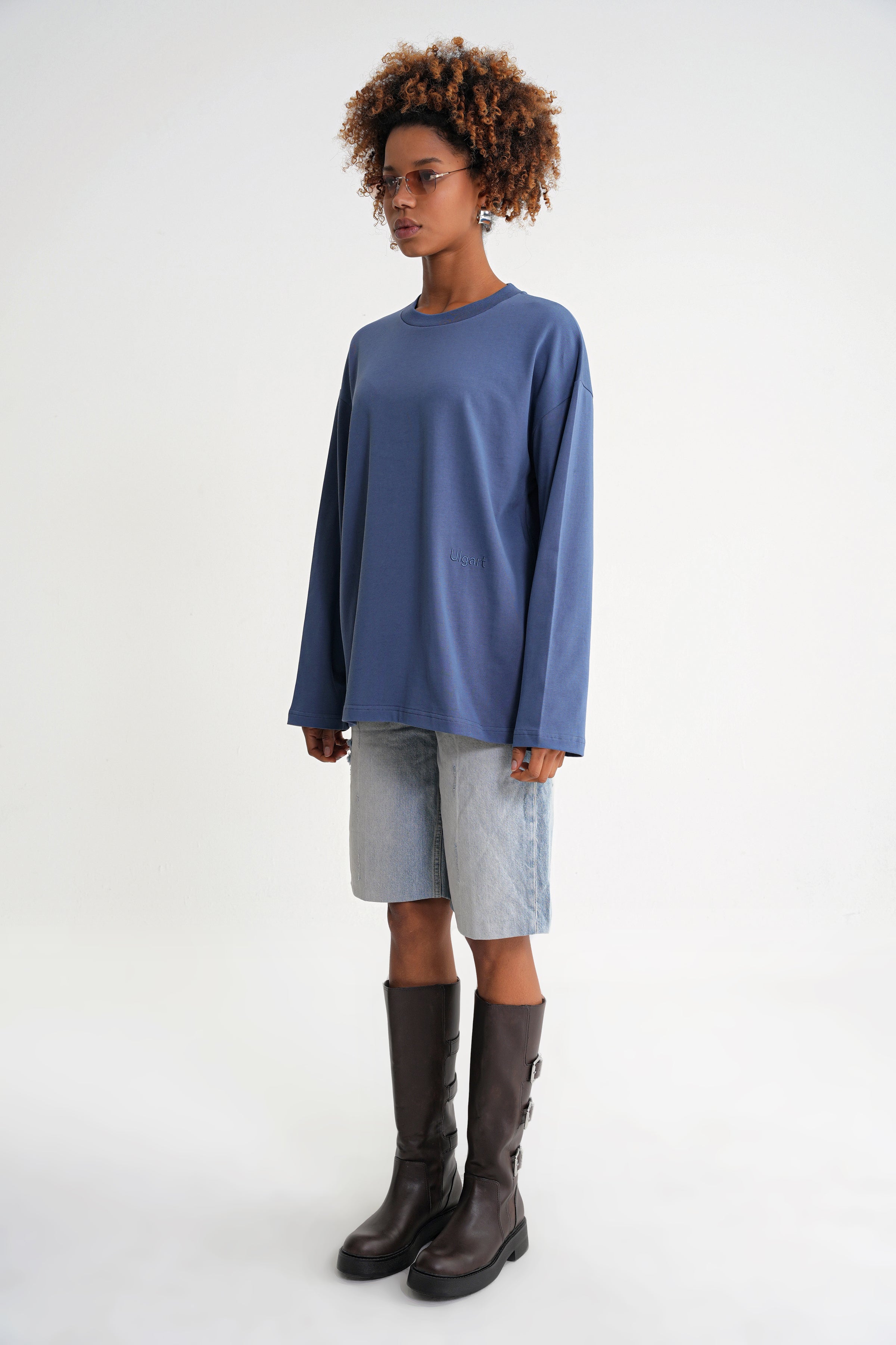 Teo Long Sleeve Oversize T-shirt Indigo