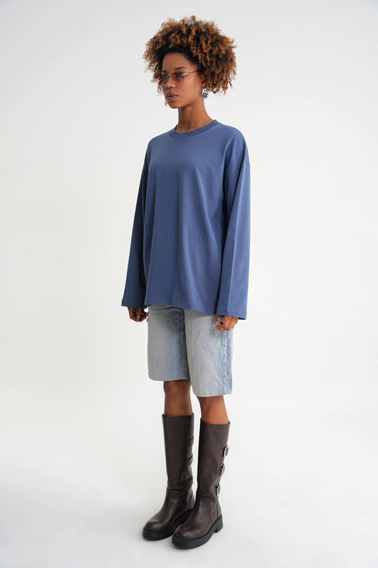 Teo Long Sleeve Oversize T-shirt Indigo