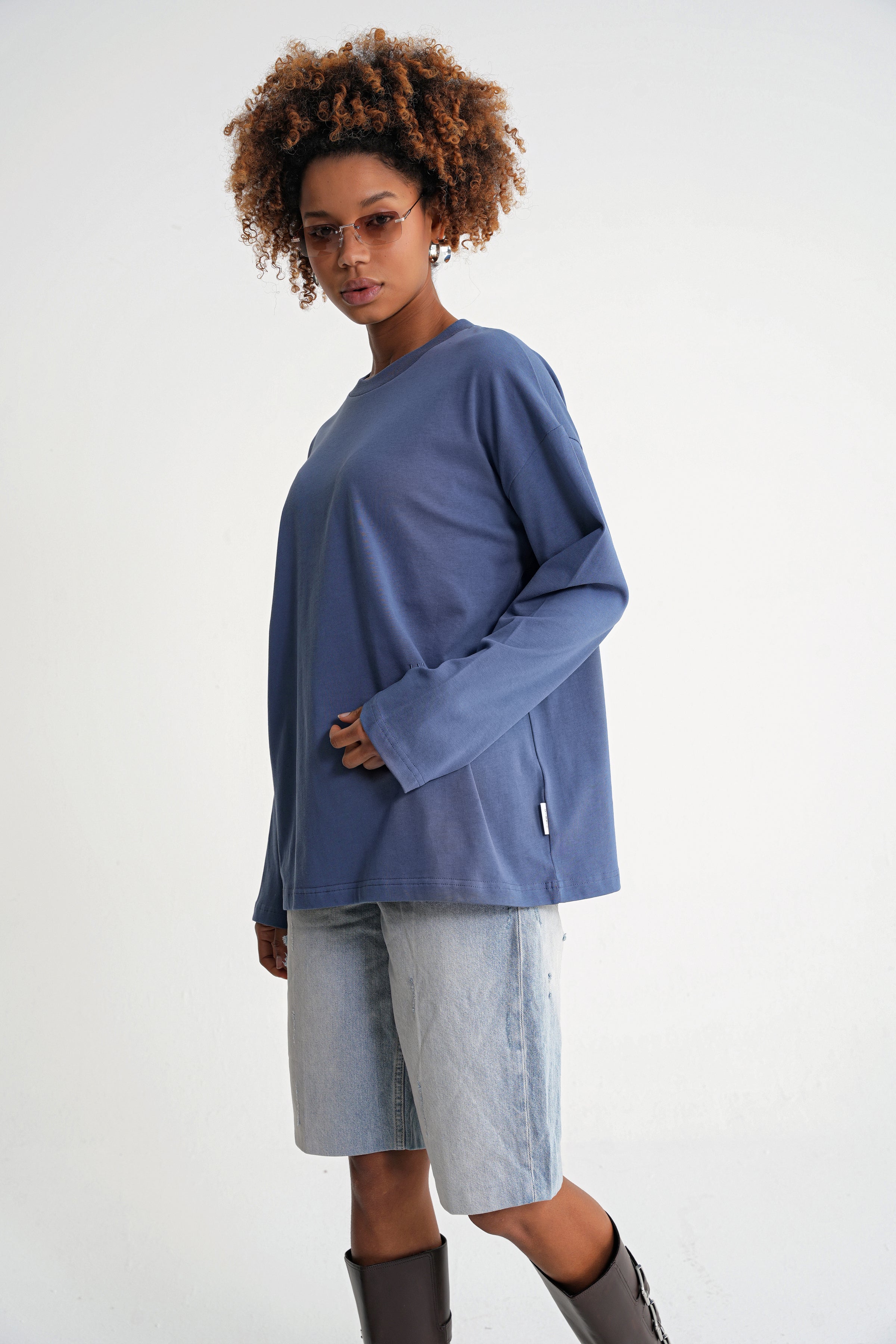 Teo Long Sleeve Oversize T-shirt Indigo