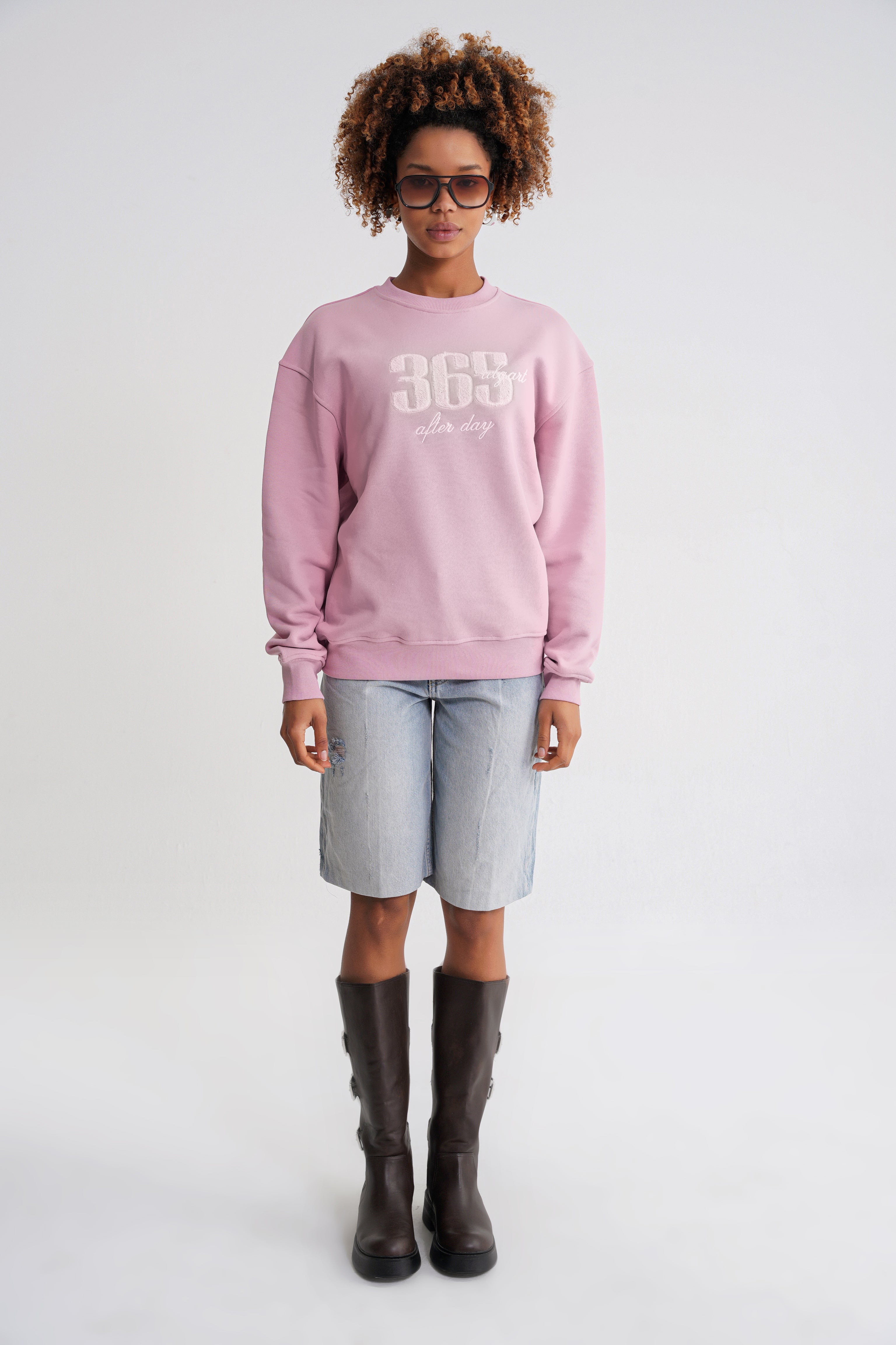 Nataly   Oversize Stickerei  Sweat  Pink