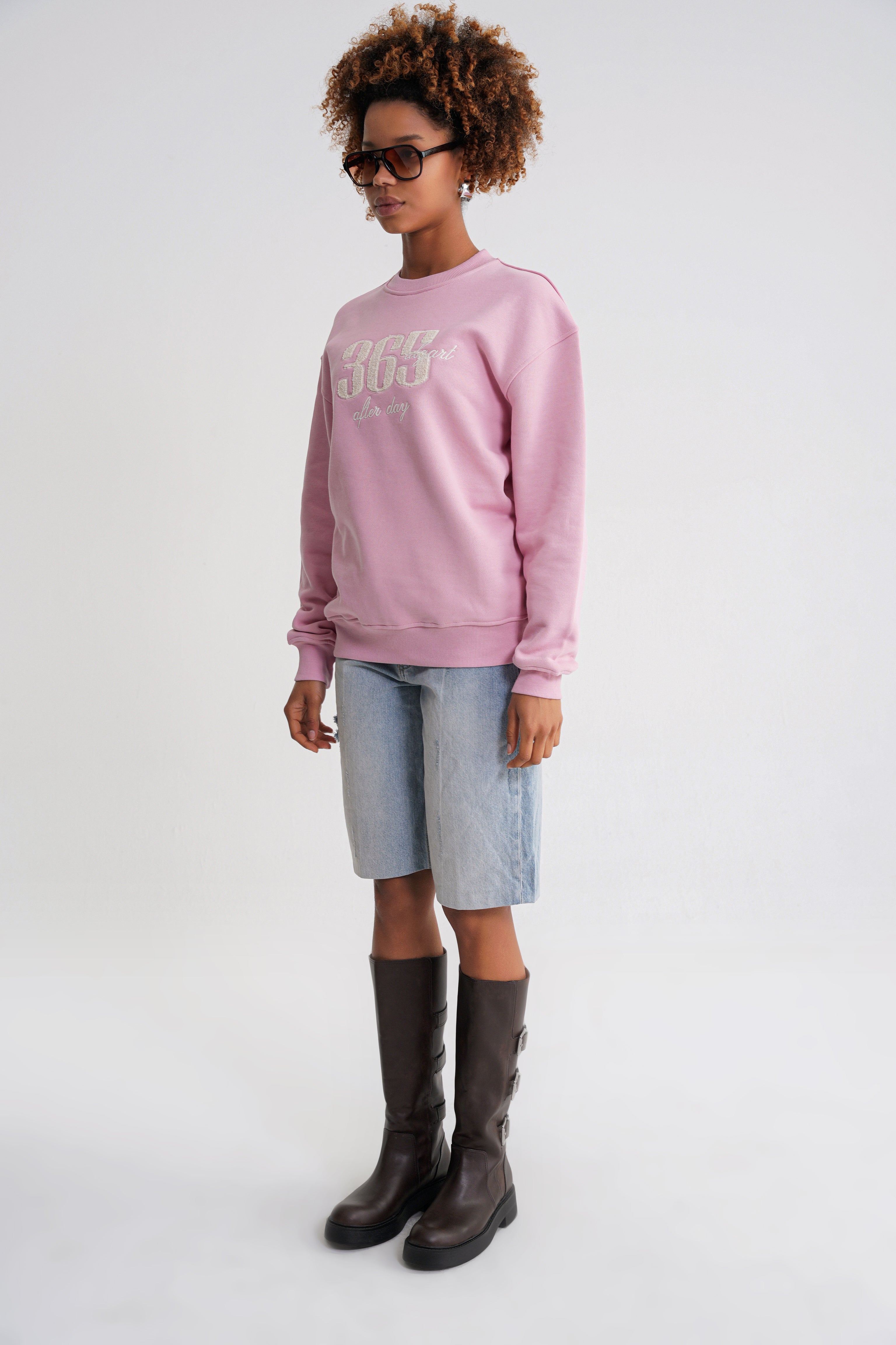 Nataly   Oversize Stickerei  Sweat  Pink