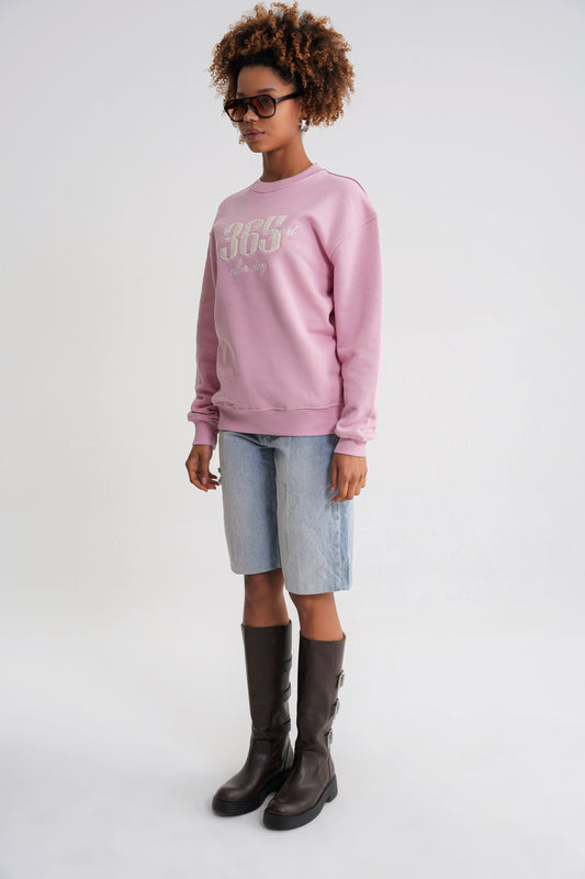 Nataly   Oversize Stickerei  Sweat  Pink