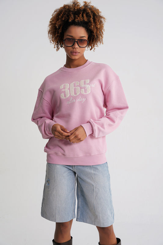 Nataly   Oversize Stickerei  Sweat  Pink