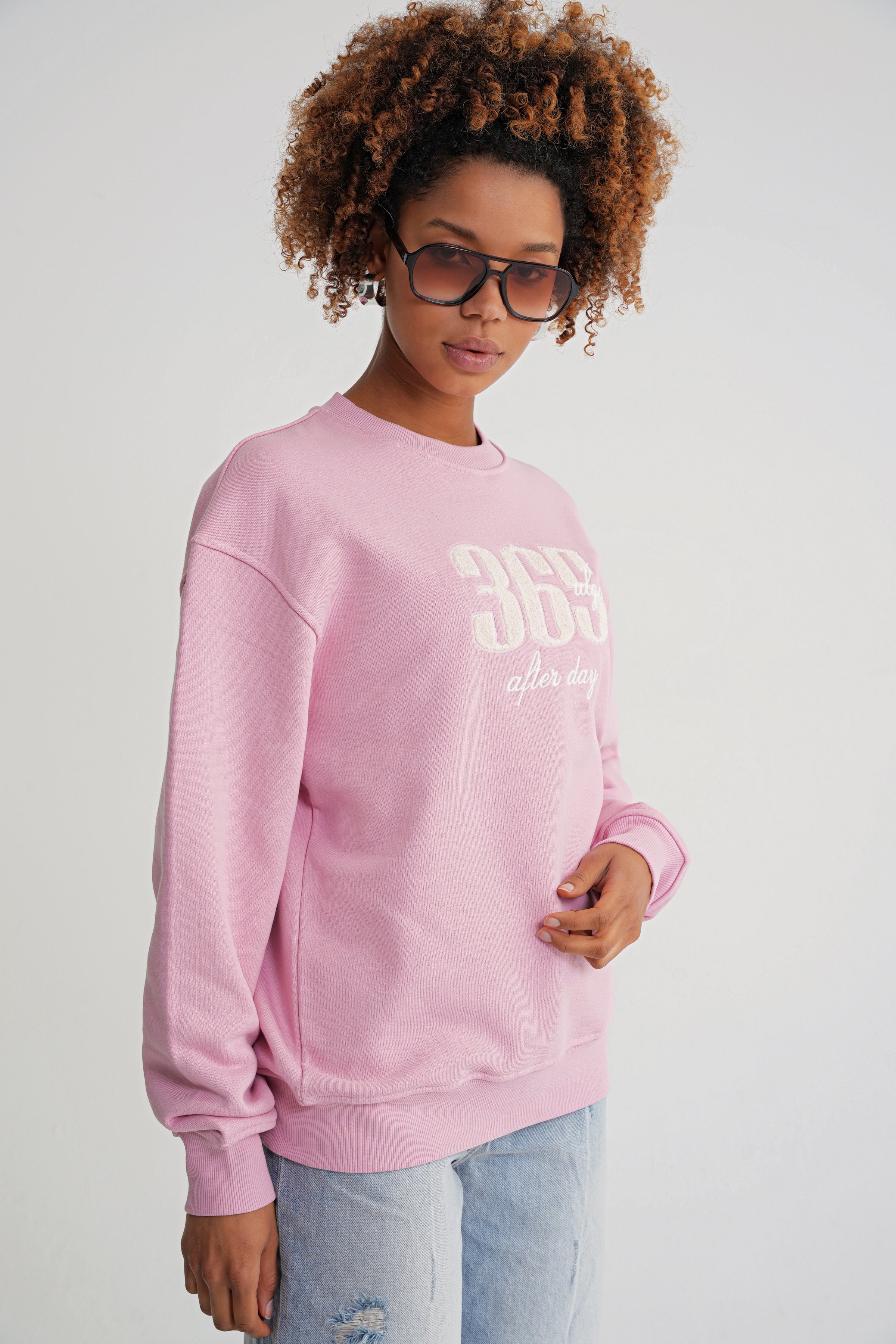Nataly   Oversize Stickerei  Sweat  Pink