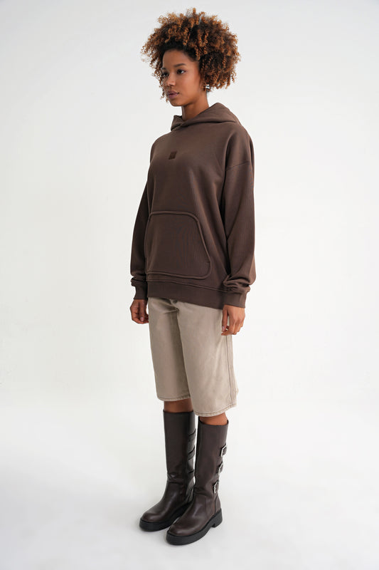 Adam Basic Oversize Hooddie Brown