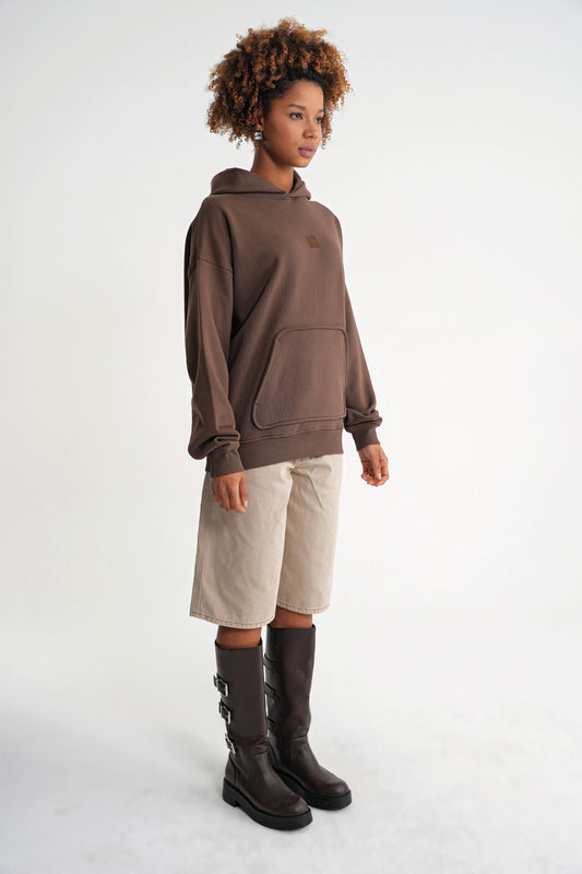 Adam Basic Oversize Hooddie Brown