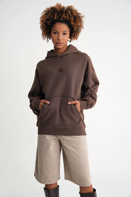 Adam Basic Oversize Hooddie Brown